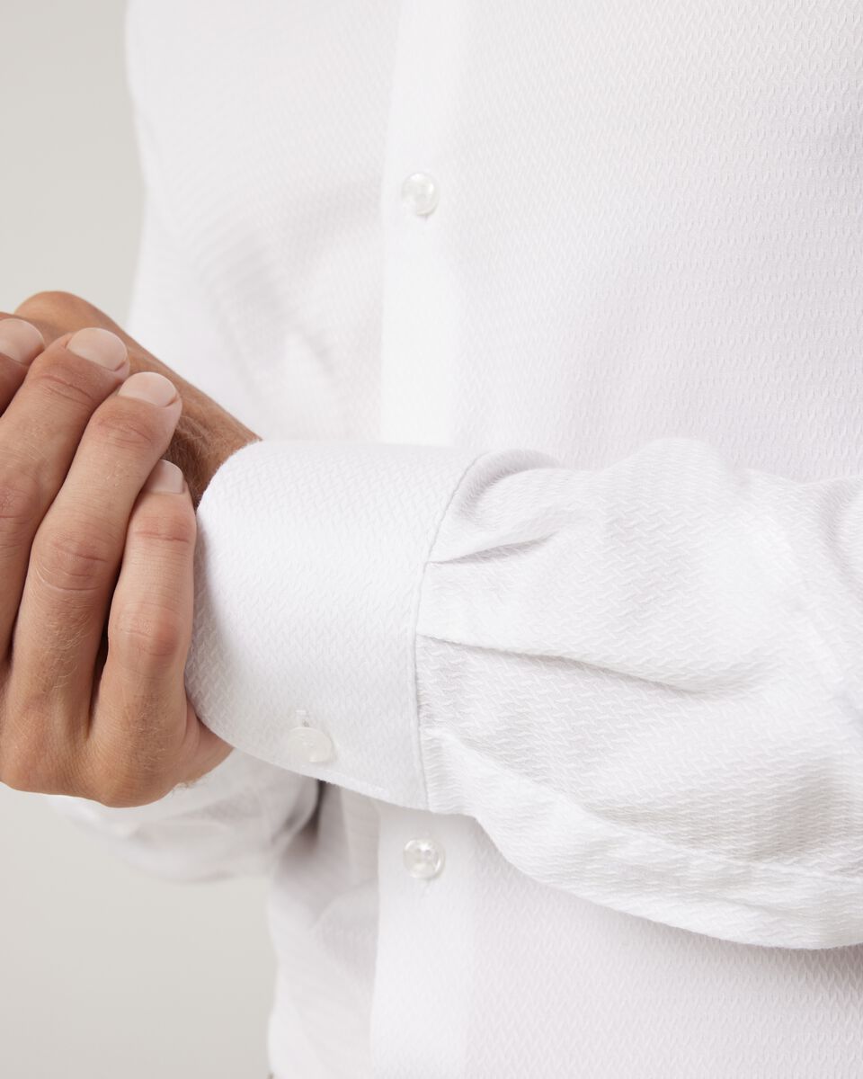 Slim Fit Long Sleeve Textured Dress Shirt, White, hi-res